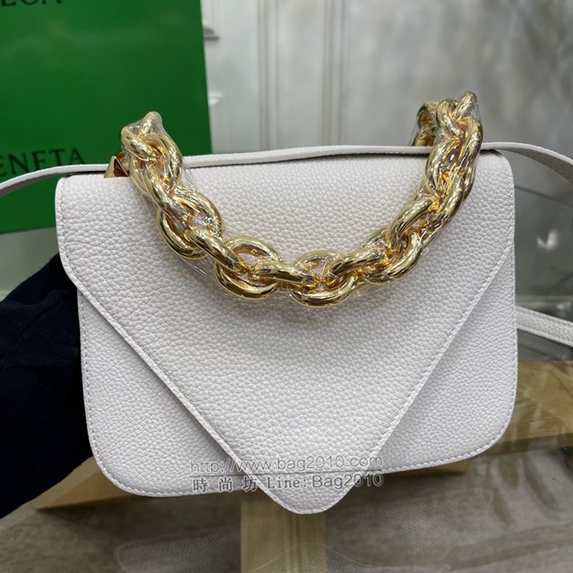 Bottega veneta高端女包 KF0021 寶緹嘉白色荔枝紋肩背女包 BV2021新款V字蓋頭鏈條女包  gxz1335